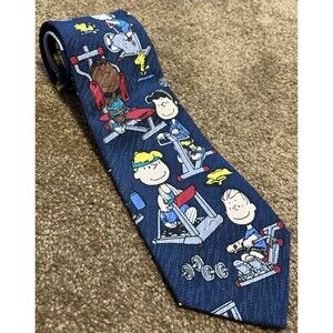 Peanuts Tie Charlie Brown Gang Cartoon Mens Exercise Gym Workout Blue